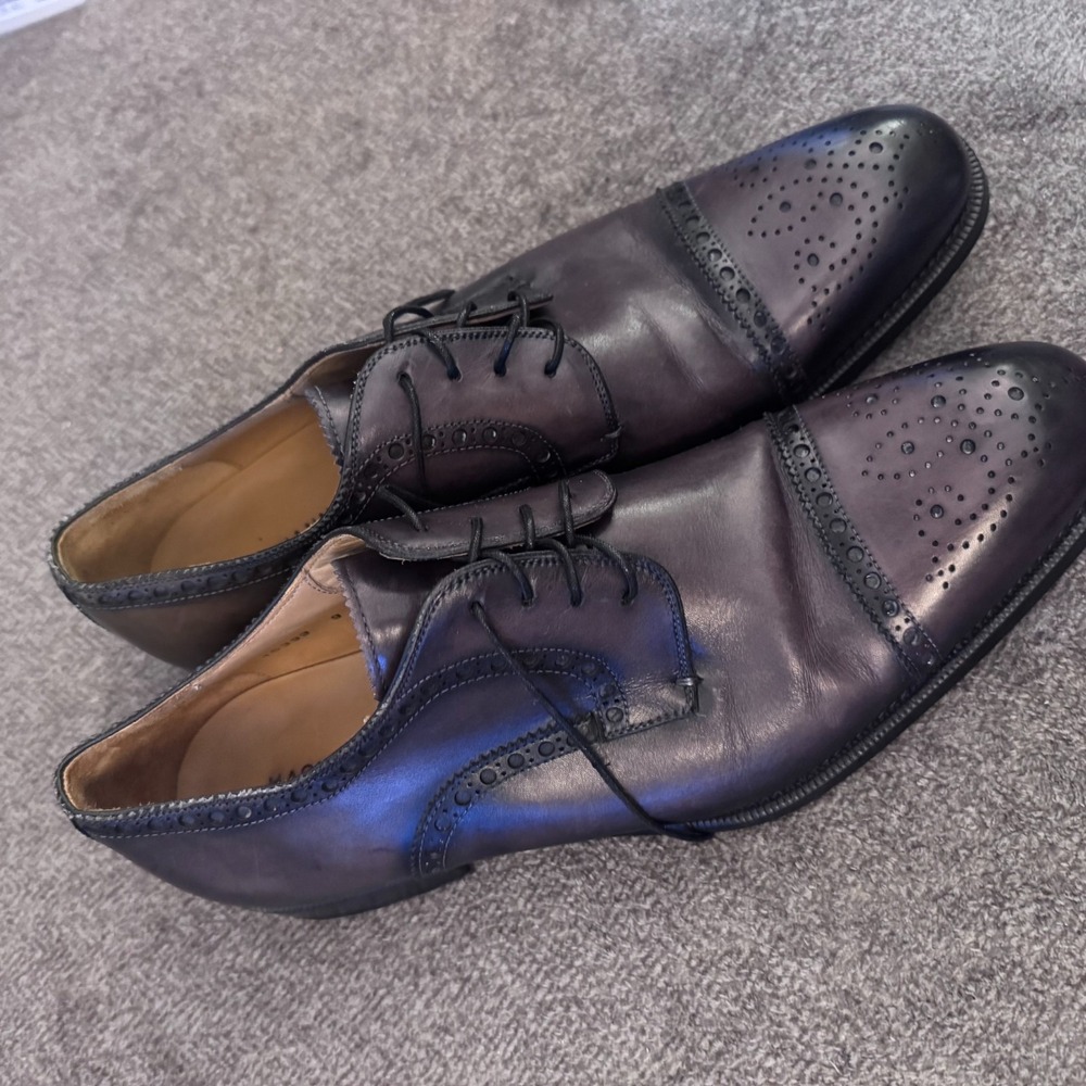 Magnanni Mens Leather Cap Toe Derby Brogues Dark Brown EU 42 US 9.5 - Picture 10 of 13